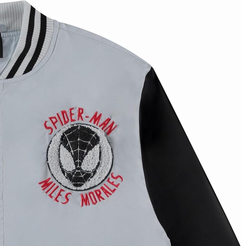 MARVEL Spiderman Miles Morales Varsity Bomber Jacket for Boys - Toddler & Kids Bomber Jacket - Retro Zip-Up Varsity Jackets - Image 4